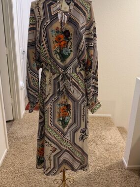 Tory Burch Ivory Homage to the flower midi dress M